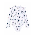 COASTAL PRINT LONG SLEEVE ONE PIECE SWIMSUIT