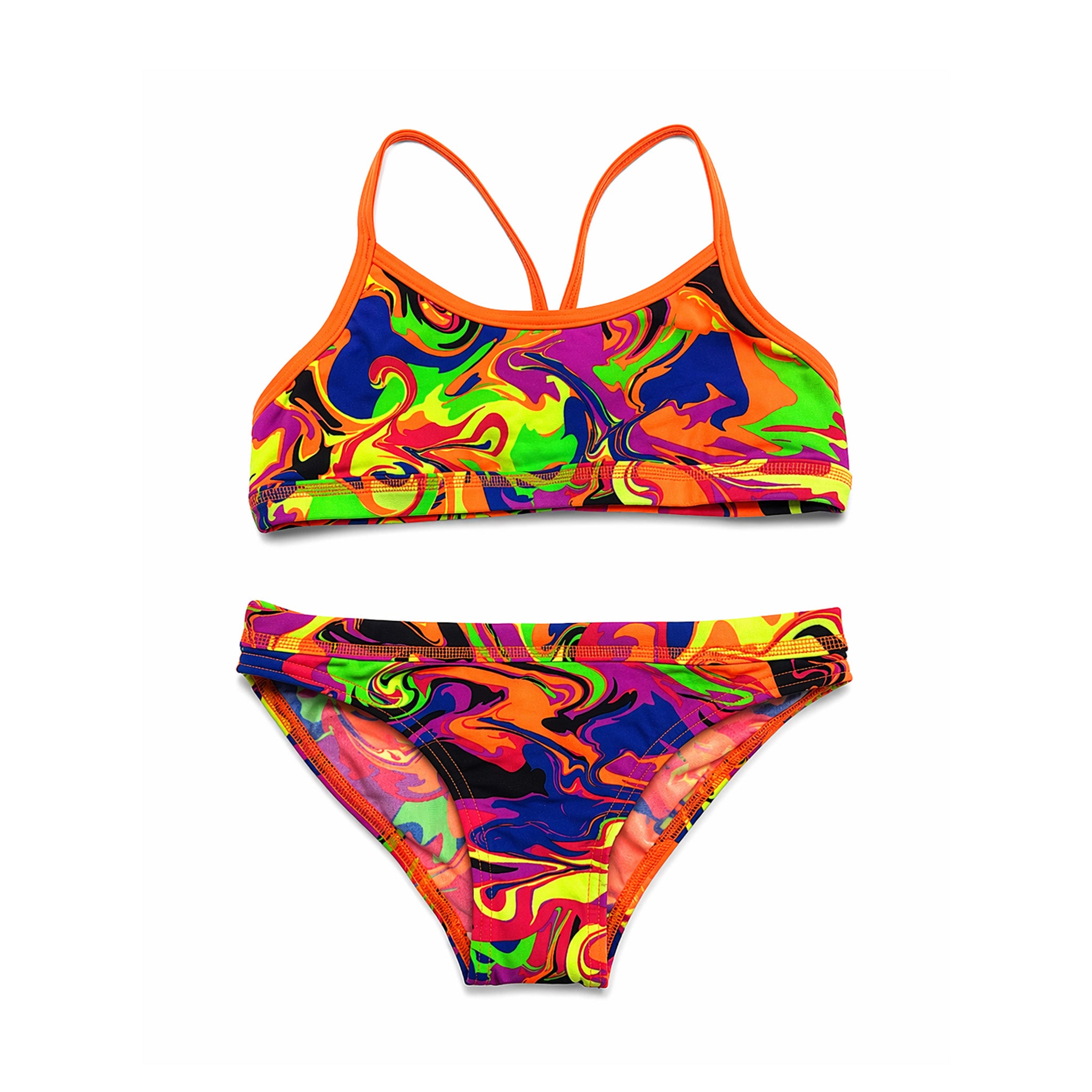 FUNKITA GIRLS TWO PIECE BIKINI SET NEON SWIRL ESTADOS UNIDOS PUERTO RICO Y EL CARIBE