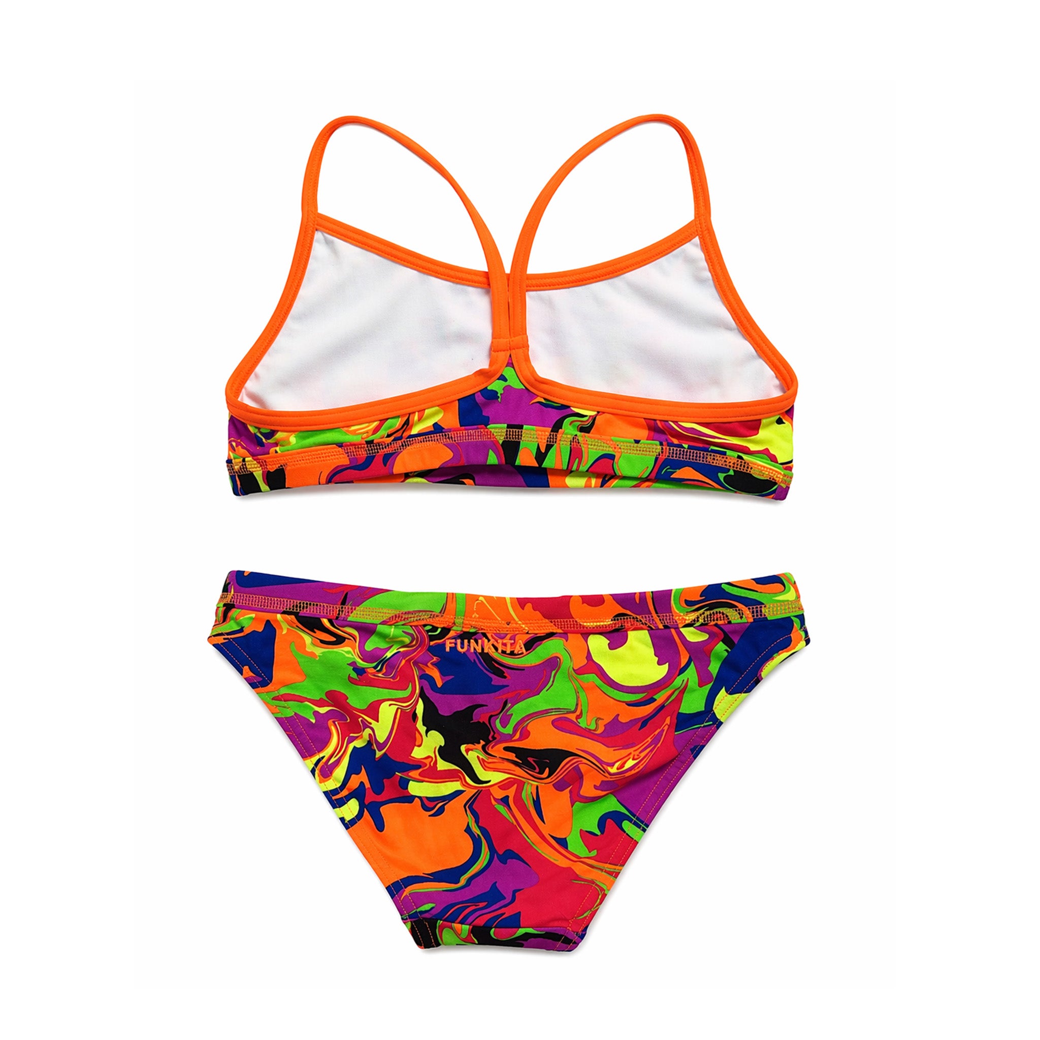FUNKITA GIRLS TWO PIECE BIKINI SET NEON SWIRL BACK ESTADOS UNIDOS PUERTO RICO Y EL CARIBE