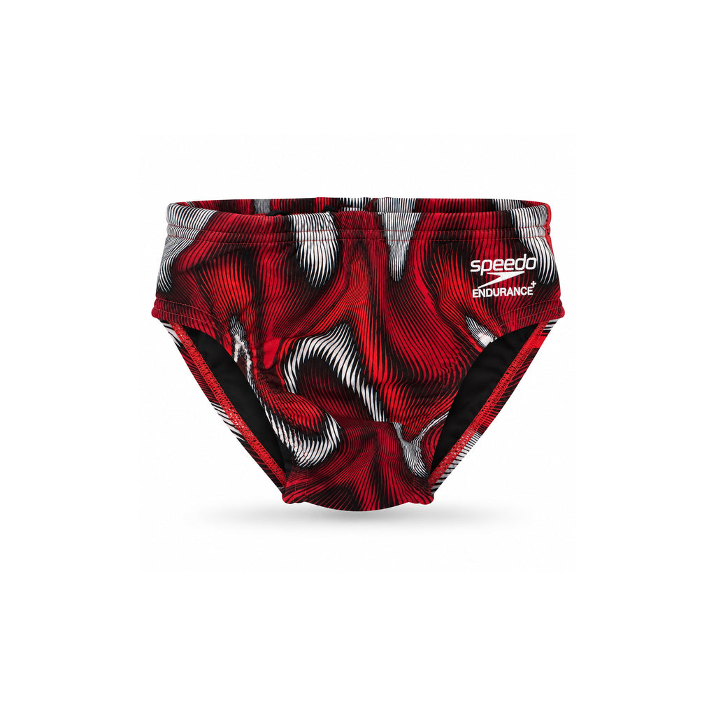 RED AND BLACK ABSTRACT WAVE SWIM BRIEF PUERTO RICO Y EL CARIBE