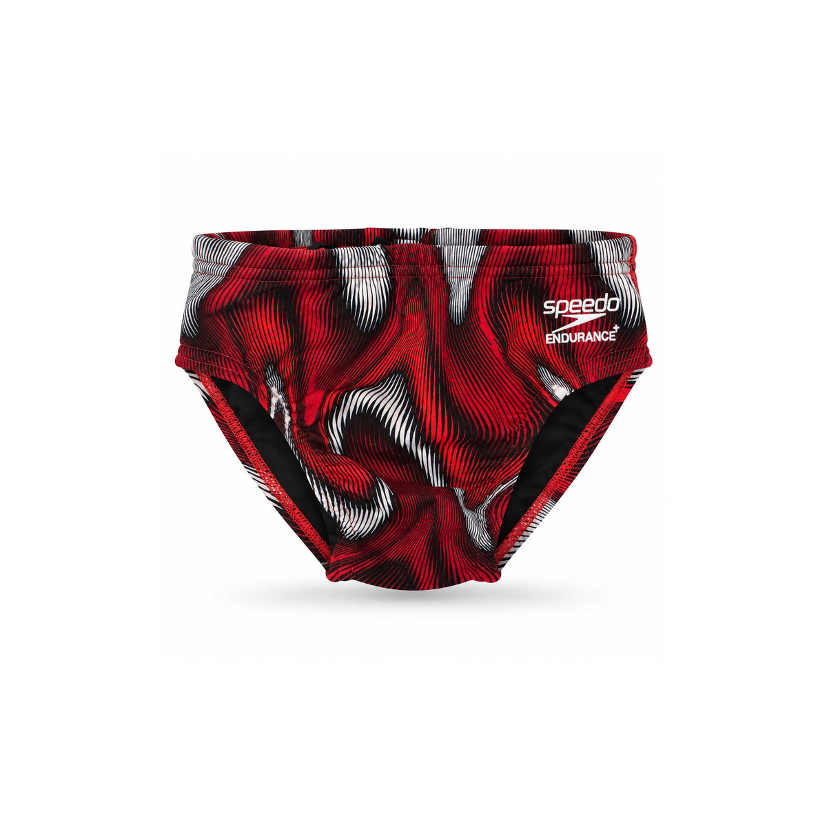 RED AND BLACK ABSTRACT WAVE SWIM BRIEF PUERTO RICO Y EL CARIBE