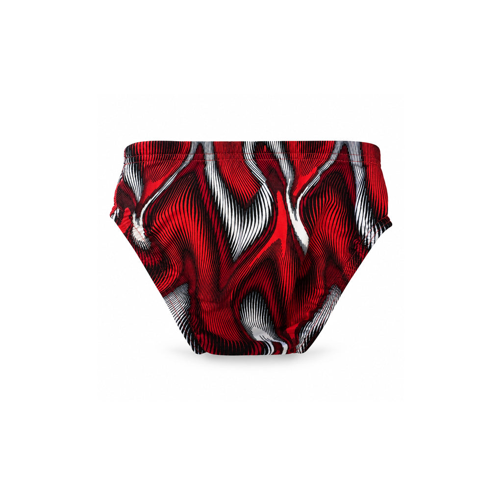 RED AND BLACK ABSTRACT WAVE SWIM BRIEF BACK PUERTO RICO Y EL CARIBE