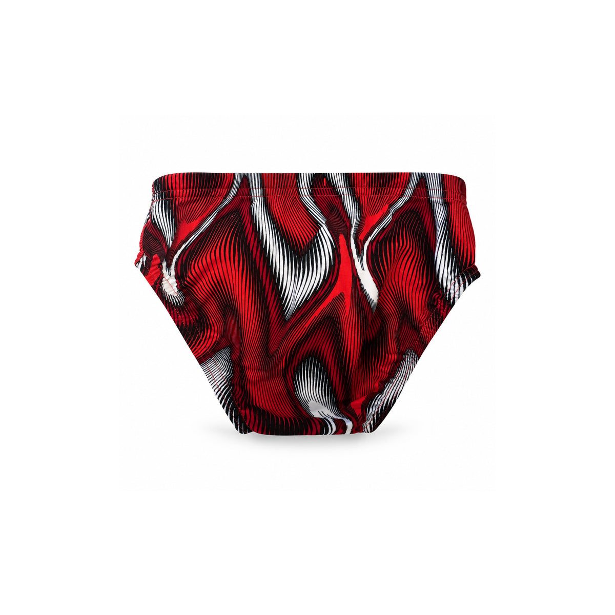RED AND BLACK ABSTRACT WAVE SWIM BRIEF BACK PUERTO RICO Y EL CARIBE