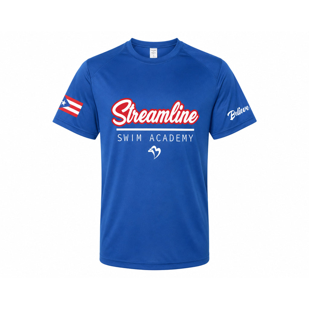 STREAMLINE SWIM ACADEMY PERFORMANCE T-SHIRT - ROYAL BLUE PUERTO RICO Y EL CARIBE