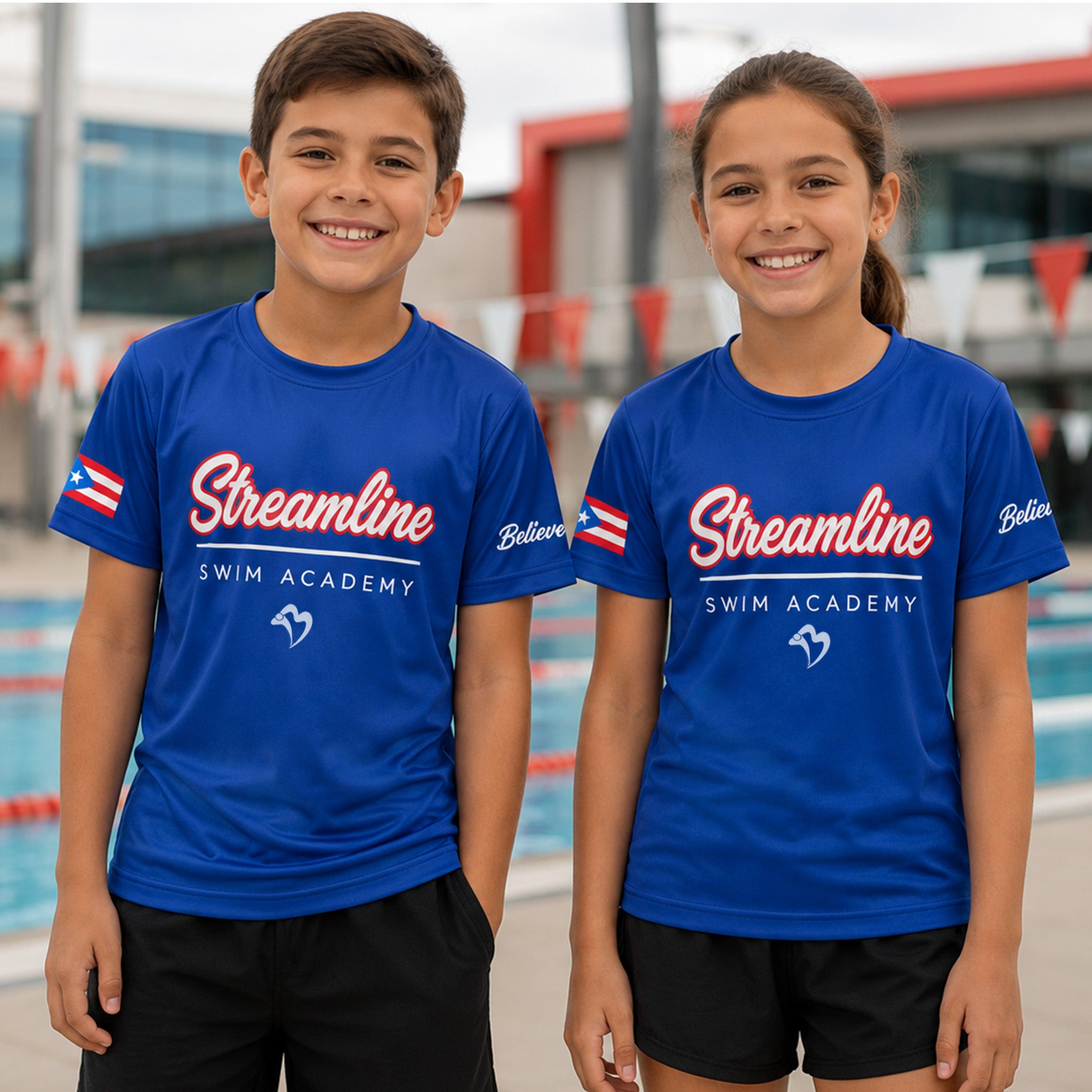 STREAMLINE SWIM ACADEMY PERFORMANCE T-SHIRT - ROYAL BLUE KIDS  PUERTO RICO Y EL CARIBE